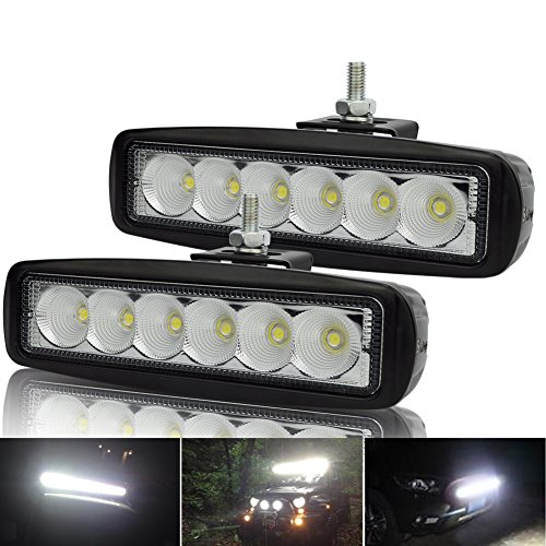 Kashine 18W LED Luz de Trabajo Bar Lampara de Niebla Inundación del LED Faro Auto Camion Carro ATV SUV Barco Minería Tractor 6000K (2 Piezas)