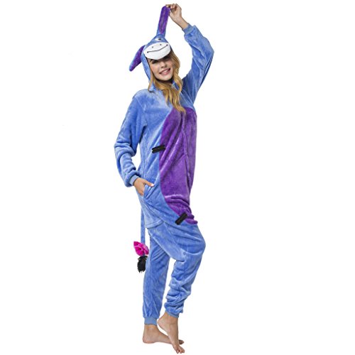 Katara-(10+ Modelos) Kigurumi Pijamas Disfraz Animal Halloween Adultos, Color burro, Talla 165-175cm (1744) , color/modelo surtido