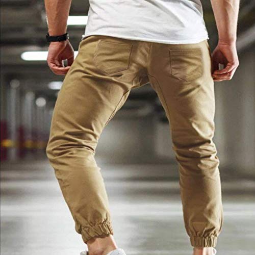 Katenyl Pantalones de Jogging básicos para Hombre Color Puro Simplicidad Moda Viga Pies Mediados de Cintura Pantalones Casuales clásicos cónicos Primavera y otoño S