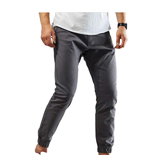 Katenyl Pantalones de Jogging básicos para Hombre Color Puro Simplicidad Moda Viga Pies Mediados de Cintura Pantalones Casuales clásicos cónicos Primavera y otoño S