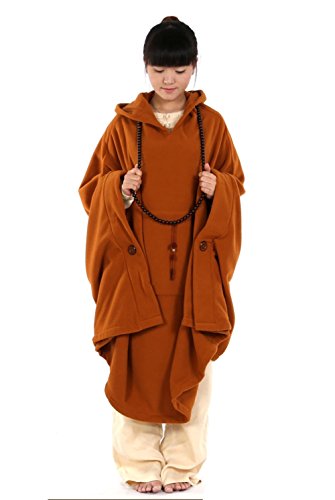 KATUO - Abrigo de meditación budista con capucha para mujer y hombre, abrigo de gran tamaño - Naranja - Medium KATUO - Abrigo de meditación budista con capucha para mujer y hombre, abrigo de gran tamaño - Naranja - Medium