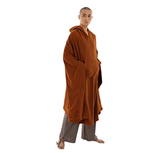 KATUO - Abrigo de meditación budista con capucha para mujer y hombre, abrigo de gran tamaño - Naranja - Medium KATUO - Abrigo de meditación budista con capucha para mujer y hombre, abrigo de gran tamaño - Naranja - Medium