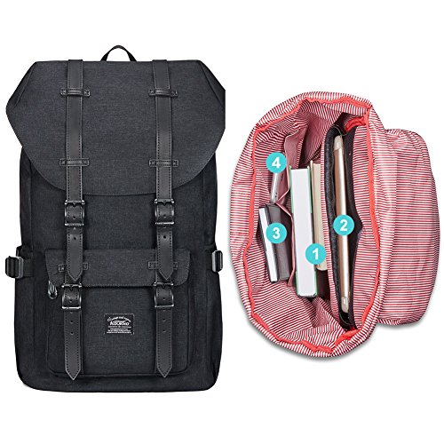 KAUKKO Mochila tipo casual Compartimento para 15" Portátil, 22,4 litros, Negro KAUKKO Mochila tipo casual Compartimento para 15" Portátil, 22,4 litros, Negro
