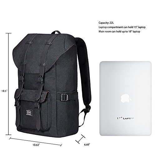 KAUKKO Mochila tipo casual Compartimento para 15" Portátil, 22,4 litros, Negro KAUKKO Mochila tipo casual Compartimento para 15" Portátil, 22,4 litros, Negro