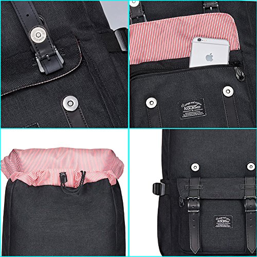 KAUKKO Mochila tipo casual Compartimento para 15" Portátil, 22,4 litros, Negro