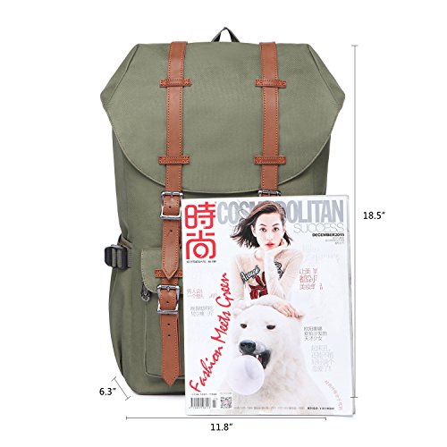 KAUKKO Mochilas Tipo Casual Compartimento para 15" Portátil 22 litros Ejercito Verde