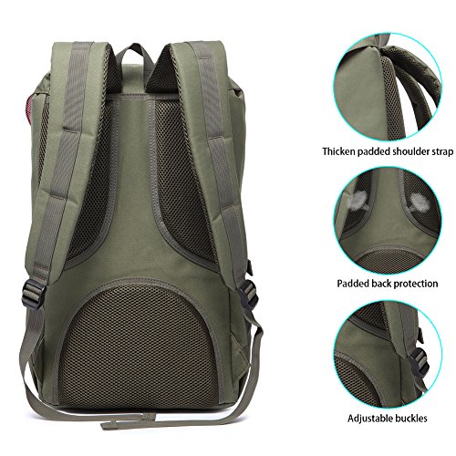 KAUKKO Mochilas Tipo Casual Compartimento para 15" Portátil 22 litros Ejercito Verde