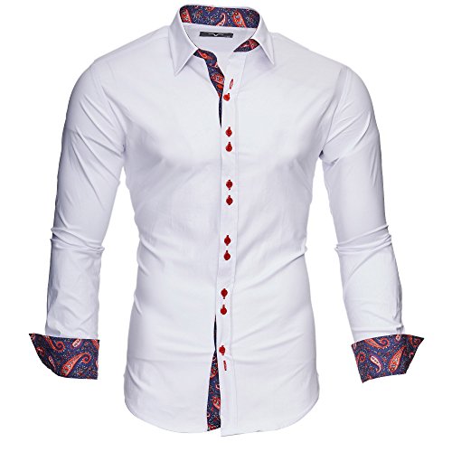Kayhan Hombre Camisa Royal Paisley White/Bordeaux (M)