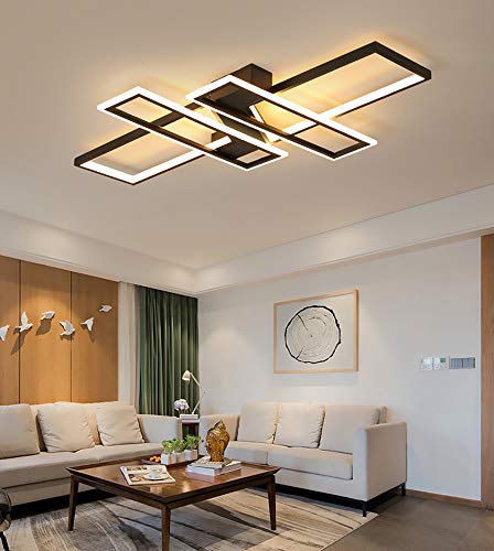 KBEST Lámpara LED De Techo Sala Luces Regulable Luz De Techo con Control Remoto Moderna Metal Acrílico Diseño Iluminación Decorativa para Salón Dormitorio Cocina Oficina Hotel,Black KBEST Lámpara LED De Techo Sala Luces Regulable Luz De Techo con Control Remoto Moderna Metal Acrílico Diseño Iluminación Decorativa para Salón Dormitorio Cocina Oficina Hotel,Black