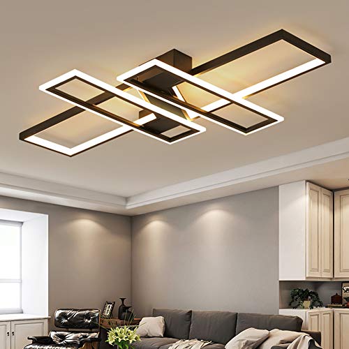 KBEST LED Luz De Techo Moderna Lámpara De Sala Regulable con Control Remoto Diseño Elegante Rectangular Iluminación Decorativa para Salón Dormitorio Cocina Oficina Hotel,Schwarz KBEST LED Luz De Techo Moderna Lámpara De Sala Regulable con Control Remoto Diseño Elegante Rectangular Iluminación Decorativa para Salón Dormitorio Cocina Oficina Hotel,Schwarz