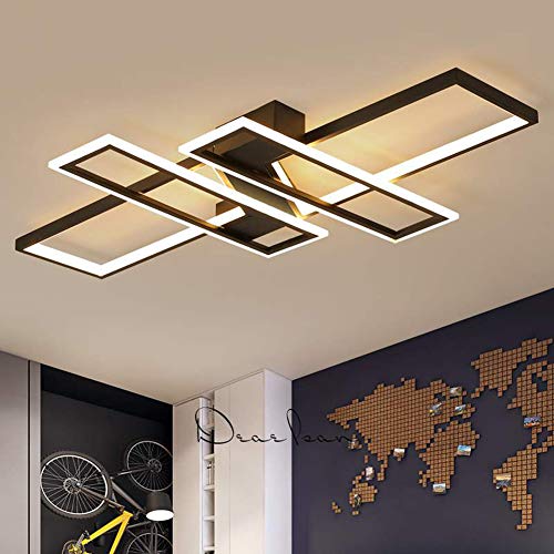 KBEST LED Luz De Techo Moderna Lámpara De Sala Regulable con Control Remoto Diseño Elegante Rectangular Iluminación Decorativa para Salón Dormitorio Cocina Oficina Hotel,Schwarz KBEST LED Luz De Techo Moderna Lámpara De Sala Regulable con Control Remoto Diseño Elegante Rectangular Iluminación Decorativa para Salón Dormitorio Cocina Oficina Hotel,Schwarz