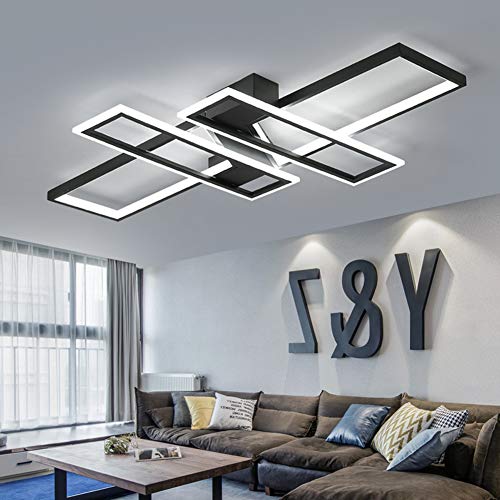 KBEST Luz De Techo LED 68W Lámpara Regulable con Control Remoto Pantalla De Acrílico Diseño Moderno Iluminación Decoración Elegante para Dormitorio/Comedor/Salón/Restaurante/Tienda,Noir