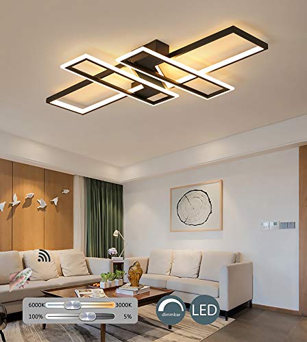 KBEST Luz De Techo LED 68W Lámpara Regulable con Control Remoto Pantalla De Acrílico Diseño Moderno Iluminación Decoración Elegante para Dormitorio/Comedor/Salón/Restaurante/Tienda,Noir KBEST Luz De Techo LED 68W Lámpara Regulable con Control Remoto Pantalla De Acrílico Diseño Moderno Iluminación Decoración Elegante para Dormitorio/Comedor/Salón/Restaurante/Tienda,Noir