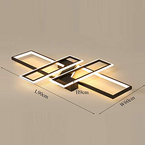 KBEST Luz De Techo LED Lámpara Regulable con Control Remoto Cuadrado Luces Acrílico Metálico Iluminación Decorativa para Dormitorio,Salón,Habitación,Comedor,Cuarto,Hotel,Nero