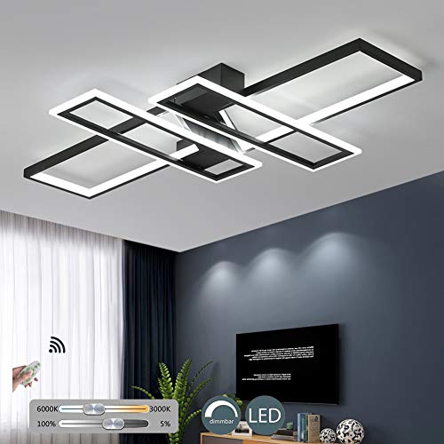 KBEST Luz De Techo LED Lámpara Regulable con Control Remoto Cuadrado Luces Acrílico Metálico Iluminación Decorativa para Dormitorio,Salón,Habitación,Comedor,Cuarto,Hotel,Nero