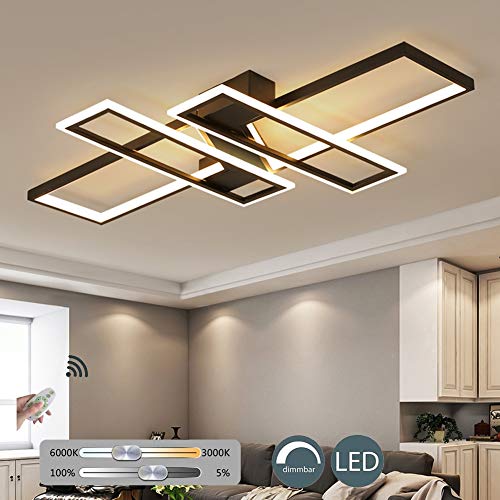 KBEST Moderno Lámpara De Techo Creativo Plafón Luces LED Luz De Techo Regulable con Control Remoto Iluminación Interior Metal Acrílico para Salón Dormitorio Cocina Oficina Hotel,Negro