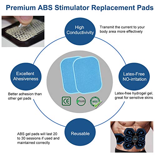 KEAWEO EMS Gel Hojas 40 PCs, Gel Pad para ABS Electroestimulador Muscular Abdominales Repuesto De Repuesto Accesorios, Reutilizable Reemplazable Hidrogel Gel Pad para (20 paquetes, 2 unidades/paquete) KEAWEO EMS Gel Hojas 40 PCs, Gel Pad para ABS Electroestimulador Muscular Abdominales Repuesto De Repuesto Accesorios, Reutilizable Reemplazable Hidrogel Gel Pad para (20 paquetes, 2 unidades/paquete)