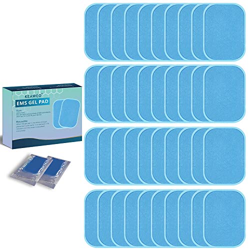 KEAWEO EMS Gel Hojas 40 PCs, Gel Pad para ABS Electroestimulador Muscular Abdominales Repuesto De Repuesto Accesorios, Reutilizable Reemplazable Hidrogel Gel Pad para (20 paquetes, 2 unidades/paquete)