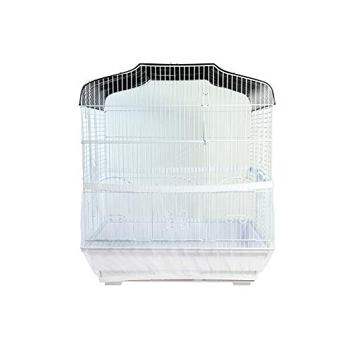 KEBY Cubierta protectora para jaula de pájaros de malla con ventilación para guardar semillas, falda, loro, decoración de jaula de pájaros (S, blanco)