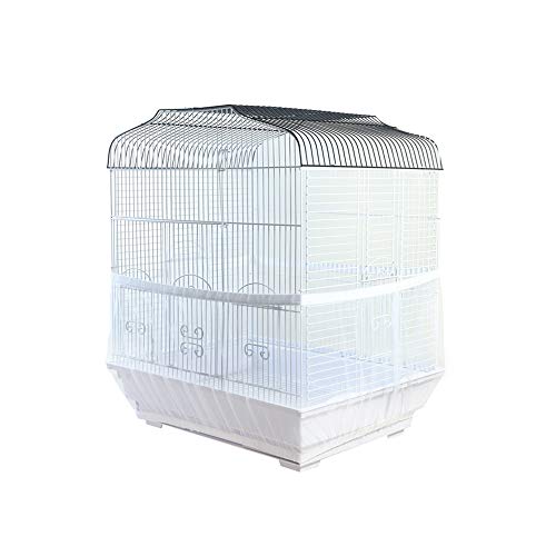 KEBY Cubierta protectora para jaula de pájaros de malla con ventilación para guardar semillas, falda, loro, decoración de jaula de pájaros (S, blanco) KEBY Cubierta protectora para jaula de pájaros de malla con ventilación para guardar semillas, falda, loro, decoración de jaula de pájaros (S, blanco)