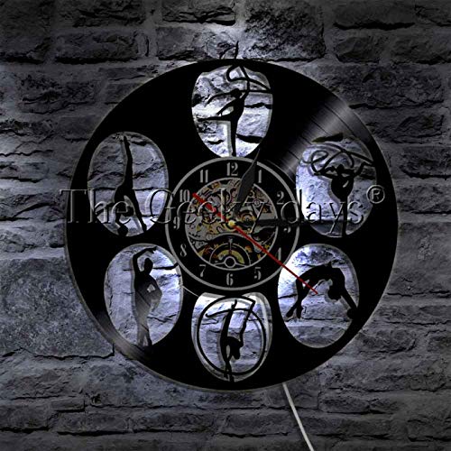 KEC Reloj de Pared con Registro de Vinilo de Gimnasia rítmica, Reloj de Pared de Equipo de Gimnasia Moderno, Reloj de Pared para decoración de Gimnasia para niñas, Regalo de Gimnasta KEC Reloj de Pared con Registro de Vinilo de Gimnasia rítmica, Reloj de Pared de Equipo de Gimnasia Moderno, Reloj de Pared para decoración de Gimnasia para niñas, Regalo de Gimnasta