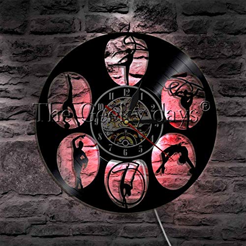 KEC Reloj de Pared con Registro de Vinilo de Gimnasia rítmica, Reloj de Pared de Equipo de Gimnasia Moderno, Reloj de Pared para decoración de Gimnasia para niñas, Regalo de Gimnasta KEC Reloj de Pared con Registro de Vinilo de Gimnasia rítmica, Reloj de Pared de Equipo de Gimnasia Moderno, Reloj de Pared para decoración de Gimnasia para niñas, Regalo de Gimnasta