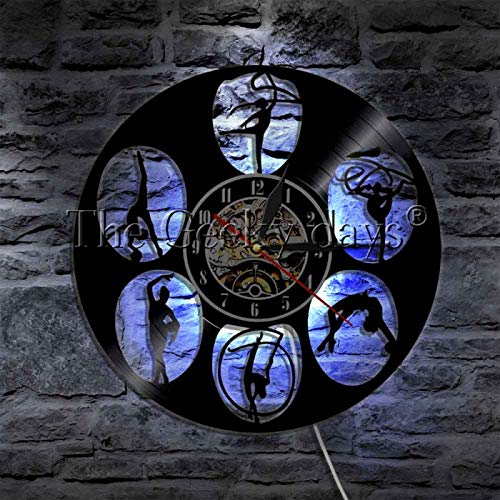 KEC Reloj de Pared con Registro de Vinilo de Gimnasia rítmica, Reloj de Pared de Equipo de Gimnasia Moderno, Reloj de Pared para decoración de Gimnasia para niñas, Regalo de Gimnasta KEC Reloj de Pared con Registro de Vinilo de Gimnasia rítmica, Reloj de Pared de Equipo de Gimnasia Moderno, Reloj de Pared para decoración de Gimnasia para niñas, Regalo de Gimnasta