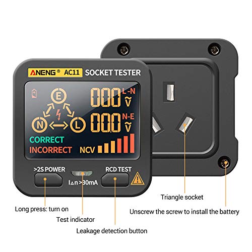 Kecheer Probador de enchufes electricos,Comprobador de enchufe,Socket tester,Detector de polaridad de circuito con alarma