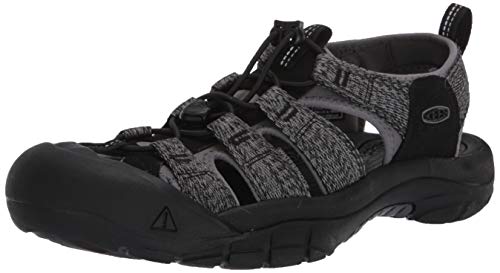 Keen Newport H2, Sandalia Hombre, Negro/Gris Acero, 44.5 EU