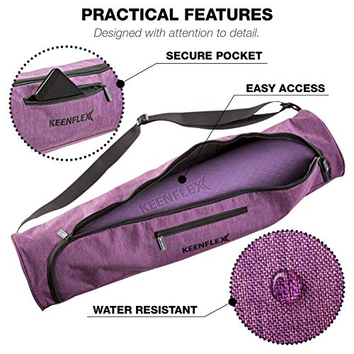 KeenFlex Bolsa de Esterilla de Yoga de Tela Ligera y cómoda y Resistente al Agua (Púrpura) KeenFlex Bolsa de Esterilla de Yoga de Tela Ligera y cómoda y Resistente al Agua (Púrpura)