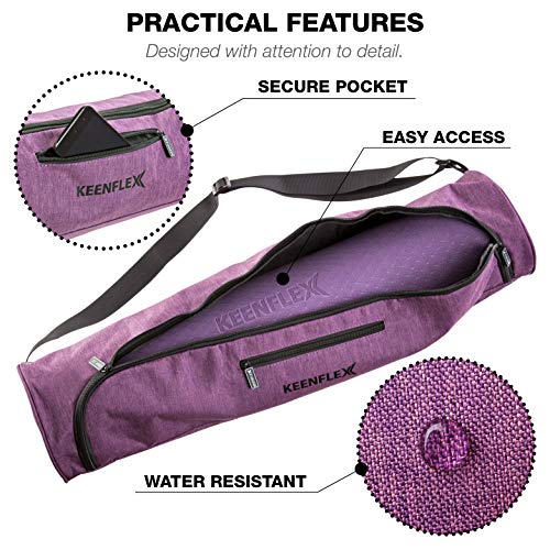 KeenFlex Bolsa de Esterilla de Yoga de Tela Ligera y cómoda y Resistente al Agua (Púrpura)