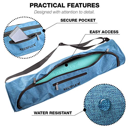 KeenFlex Bolsa de Esterilla de Yoga de Tela Ligera y cómoda y Resistente al Agua (Turquesa)