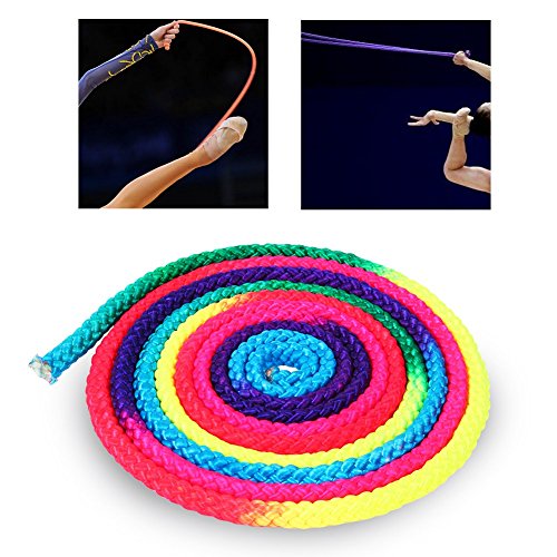 Keenso Cuerda para Jugar Gimnasia Artística, Cuerda de Color Arcoíris de Nylon de 2.8 m, Material de Entrenamiento para Gimnasia