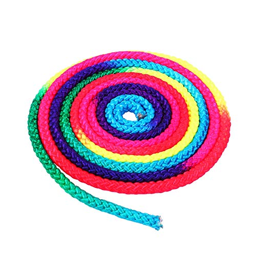 Keenso Cuerda para Jugar Gimnasia Artística, Cuerda de Color Arcoíris de Nylon de 2.8 m, Material de Entrenamiento para Gimnasia