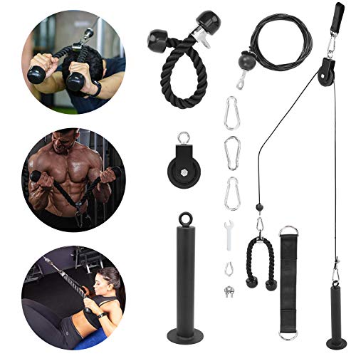 Keenso Fitness Gym Polea System, Rodillo de muñeca Entrenador Ejercitador de Entrenamiento de Fuerza de Brazos, Flexiones de bíceps, Extensiones de tríceps Fitness Gym Workout