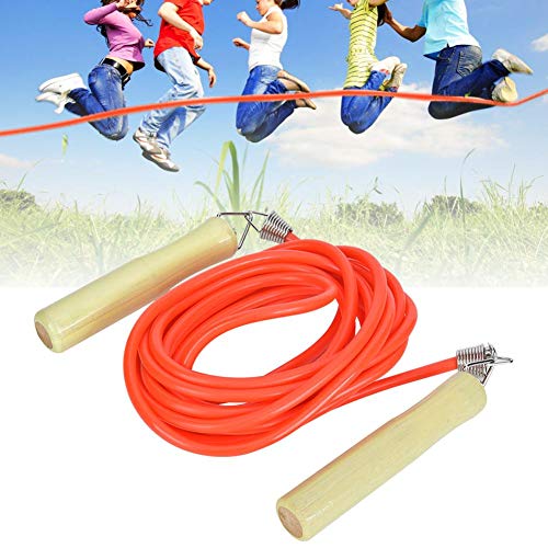 Keenso Salto de Cuerda Larga en Grupo, 5 Metros Mango de Madera roja Ligero Multijugador Colectividad Actividad grupal Salto de Cuerda Larga para Estudiantes(Rope Skipping)