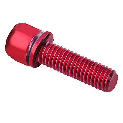 Keenso Tornillo de Bicicleta, 6 Piezas M5 * 18 mm Tornillos Plateado Tornillos de Dirección de Bicicleta (Rojo)