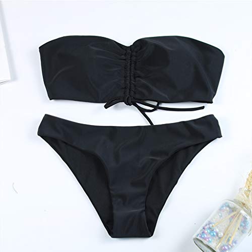 KEERADS Bikini Set Mujer Sexy Bañador Push Up Tube BH Bikini sin tirantes Bañador de dos piezas playa Swimwear Swimsuits Beachwear Negro M KEERADS Bikini Set Mujer Sexy Bañador Push Up Tube BH Bikini sin tirantes Bañador de dos piezas playa Swimwear Swimsuits Beachwear Negro M