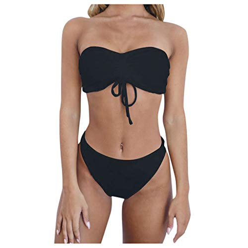 KEERADS Bikini Set Mujer Sexy Bañador Push Up Tube BH Bikini sin tirantes Bañador de dos piezas playa Swimwear Swimsuits Beachwear Negro M KEERADS Bikini Set Mujer Sexy Bañador Push Up Tube BH Bikini sin tirantes Bañador de dos piezas playa Swimwear Swimsuits Beachwear Negro M