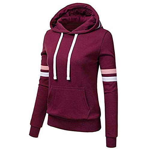 KEERADS Women Hoodie Camisa a Rayas con Capucha y Manga Larga con Bolsillo Sudaderas con Capucha para Mujer