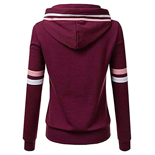 KEERADS Women Hoodie Camisa a Rayas con Capucha y Manga Larga con Bolsillo Sudaderas con Capucha para Mujer