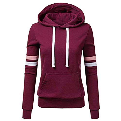 KEERADS Women Hoodie Camisa a Rayas con Capucha y Manga Larga con Bolsillo Sudaderas con Capucha para Mujer