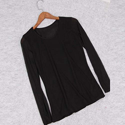 KEERADS Women Sweatshirt Camisa de Malla Transparente Transparente de Manga Larga con Forma de Brazo Superior Sudaderas sin Capucha para Mujer