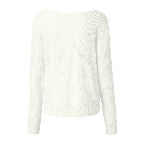 KEERADS Women Sweatshirt Jersey de Panel Anudado Cruzado con Cuello en V y Manga Larga en Color Liso Sudaderas para Mujer