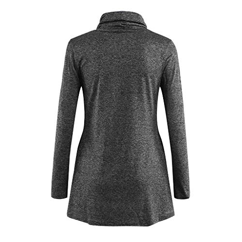 KEERADS Women Sweatshirt Tops Casuales de Manga Larga con Cuello Vuelto y Bolsillos Sudaderas sin Capucha para Mujer