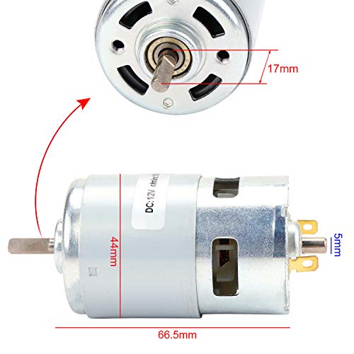 KEESIN Motor DC 12V 10000 RPM, Mini Motor Eléctrico de Alta Velocidad con Rodamiento de Bolas, Motor de Repuesto para Bricolaje Eléctrico