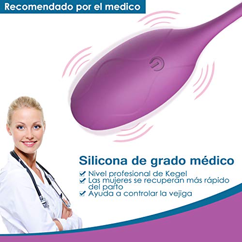 Kegel Bolas Chinas para Mujer AL'OFA Impermeable Silicona de alta calidad 10 Velocidades Ejercicio Kegel Control de vejiga Músculo pélvico Fortalecimiento control a distancia (Púrpura)