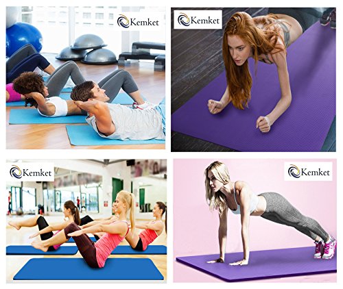 Kemket Esterilla antideslizante para ejercicios, fitness o yoga, 10 y 15 mm de alta densidad, anti-roturas, con correa de transporte, rosa Kemket Esterilla antideslizante para ejercicios, fitness o yoga, 10 y 15 mm de alta densidad, anti-roturas, con correa de transporte, rosa