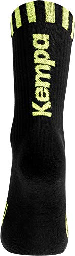 Kempa Caution Calcetines, Sin género, Negro / Amarillo Fluor, 31-35