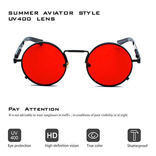 Kennifer Steampunk redonda Retro Metálico gafas de sol para hombres y mujeres Gafas de sol redondas vintage con marco de metal protector UV400 Kennifer Steampunk redonda Retro Metálico gafas de sol para hombres y mujeres Gafas de sol redondas vintage con marco de metal protector UV400